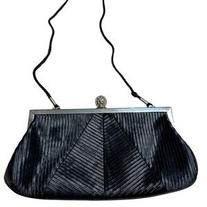Kate Landry Black Silk Evening Clutch Purse